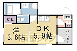 フォワード伏見稲荷 1DKの間取図画像