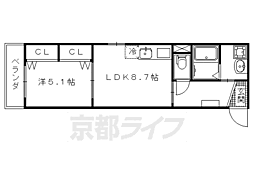 グランレブリー御所西2 1LDKの間取図画像