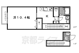 プラムコート北野B 1DKの間取図画像