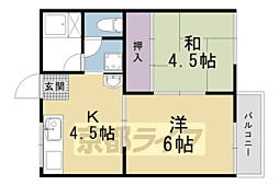 スイートム北川 2DKの間取図画像