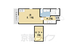 ドーリアNIJO駅東 1Kの間取図画像