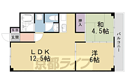 コーポ船越 2LDKの間取図画像