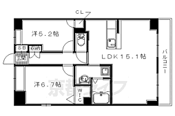 グリーンサムオオクボ 2LDKの間取図画像