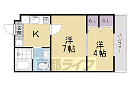 nico西京極 2Kの間取図画像