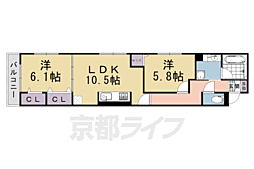 brillante鳥居本 2LDKの間取図画像