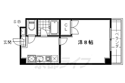 メルディアキューブ桃山 1Kの間取図画像