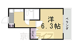 エステート朱雀 1Kの間取図画像