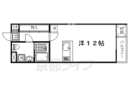 グランコスモ御所 ワンルームの間取図画像