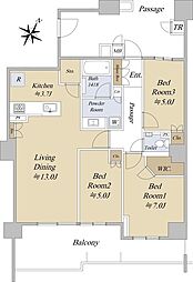 プラウド瑞穂汐路 3階3LDKの間取り