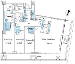 東京メトロ有楽町線 麹町駅 徒歩2分の賃貸マンション 12階3LDKの間取り