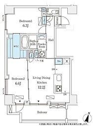 東京メトロ有楽町線 飯田橋駅 徒歩10分の賃貸マンション 2階2LDKの間取り