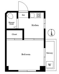 東京メトロ有楽町線 江戸川橋駅 徒歩7分の賃貸マンション 2階1Kの間取り