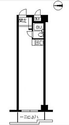 都営大江戸線 牛込柳町駅 徒歩5分の賃貸マンション 3階ワンルームの間取り