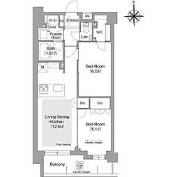 東京メトロ有楽町線 護国寺駅 徒歩4分の賃貸マンション 3階2LDKの間取り