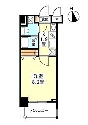 ガーラプレイス新宿御苑 5階1Kの間取り