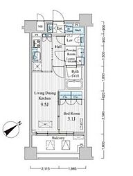 東京メトロ銀座線 赤坂見附駅 徒歩7分の賃貸マンション 5階1LDKの間取り