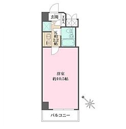 東京メトロ南北線 六本木一丁目駅 徒歩8分の賃貸マンション 4階1Kの間取り