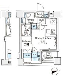 東京メトロ南北線 飯田橋駅 徒歩13分の賃貸マンション 2階1DKの間取り