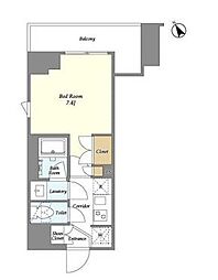 都営新宿線 曙橋駅 徒歩3分の賃貸マンション 4階1Kの間取り