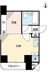 東京メトロ有楽町線 江戸川橋駅 徒歩10分の賃貸マンション 4階ワンルームの間取り