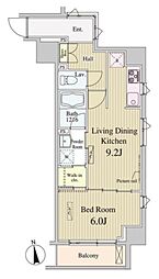 SK-ONE市ヶ谷 2階1LDKの間取り