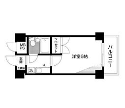 東京メトロ丸ノ内線 新宿御苑前駅 徒歩7分の賃貸マンション 3階1Kの間取り