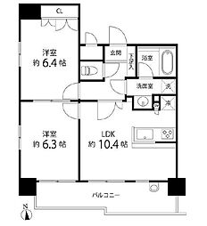 東京メトロ銀座線 末広町駅 徒歩2分の賃貸マンション 13階2LDKの間取り