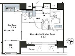 都営大江戸線 本郷三丁目駅 徒歩1分の賃貸マンション 12階1SLDKの間取り