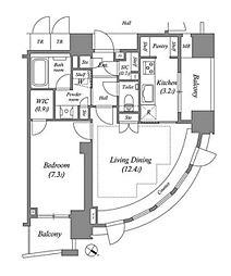 東京メトロ日比谷線 六本木駅 徒歩7分の賃貸マンション 11階1LDKの間取り