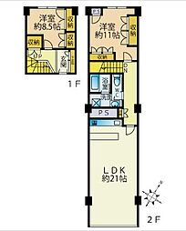 東京メトロ千代田線 乃木坂駅 徒歩8分の賃貸マンション 7階2LDKの間取り
