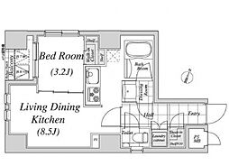 東京メトロ銀座線 神田駅 徒歩3分の賃貸マンション 11階1LDKの間取り