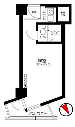 都営新宿線 小川町駅 徒歩4分の賃貸マンション 2階ワンルームの間取り