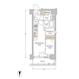 東京メトロ有楽町線 市ケ谷駅 徒歩5分の賃貸マンション 10階2DKの間取り