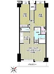 東京メトロ千代田線 乃木坂駅 徒歩3分の賃貸マンション 4階2LDKの間取り