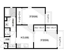 都営三田線 白山駅 徒歩8分の賃貸アパート 2階2Kの間取り