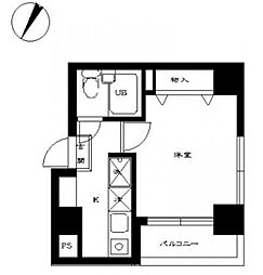 都営新宿線 曙橋駅 徒歩2分の賃貸マンション 4階1Kの間取り