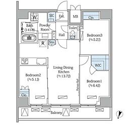 MODIER BUNKYO MEJIRODAI 3LDKの間取図画像