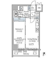 MODIER BUNKYO MEJIRODAI 2LDKの間取図画像