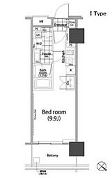 パークハビオ赤坂タワー ワンルームの間取図画像