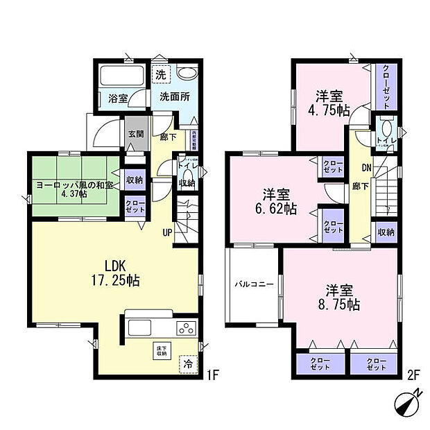 家族が集まるリビングに階段を配置 全室収納設備付き
