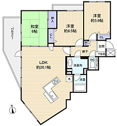 リーベスト勝田台エルベールの街B棟 3LDKの間取図画像