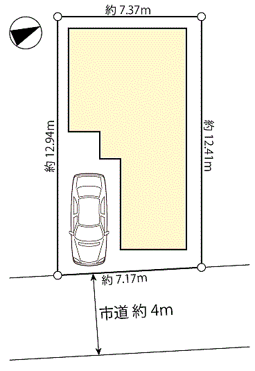 南東側幅員約4mの公道に約7.1m接道 間口広めで駐車ラクラク