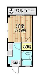 ホワイトハイツ 1階1Kの間取り