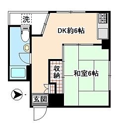 ニュー旭マンション 5階1DKの間取り