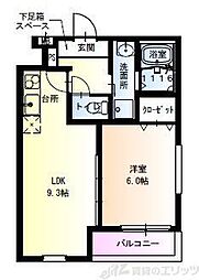 フジパレス瑞光駅東 3階1LDKの間取り