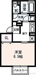 セジュール千里丘 1階1Kの間取り