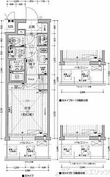 プレサンス天神橋ラ・デュアル 6階1Kの間取り
