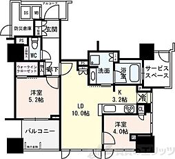 プラウドタワー梅田豊崎　501号室 5階2LDKの間取り