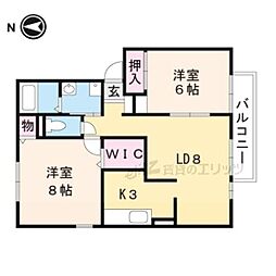 メーヴェ 2階2LDKの間取り