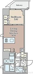クレストコート堂島 1LDKの間取図画像